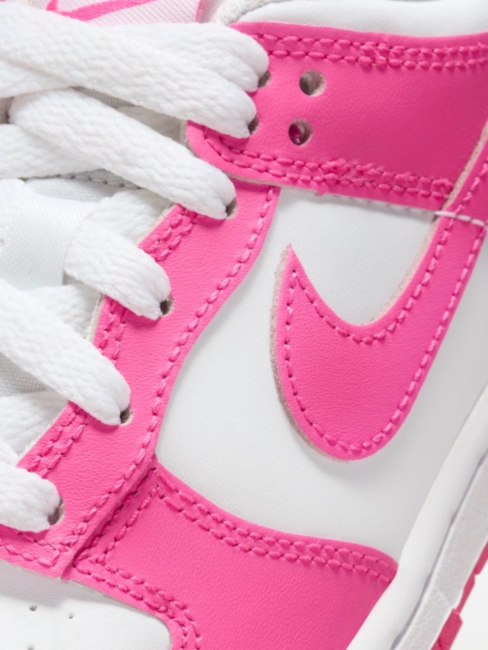 NIB [Nike] Dunk Low Top Shoes Sneakers Fuchsia Pink/White Little Kids Youth 11 C - Picture 6 of 16